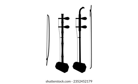 Instrumentos musicales chinos erhu, vector de alta calidad