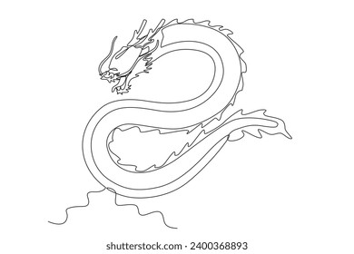 A Chinese mythical dragon. Chinese Dragon one-line drawing