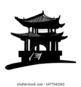 Chinese national building pagoda. Vector drawing Isolated on a white background.