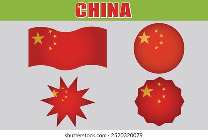 Vector de la bandera nacional china: ¡un diseño vibrante e icónico ideal para la representación cultural y el orgullo!