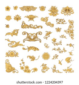 Chinese national ornament. Set of elements. Vector illustration.
