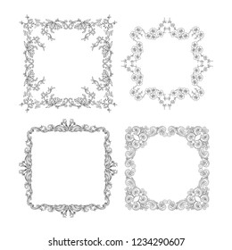 Chinese national ornament. Set of elements. Outline hand drawing vector illustration.