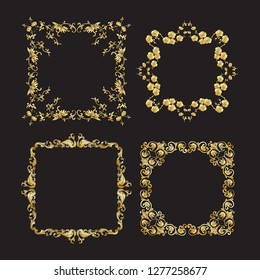 Chinese national ornament. Set of elements.  In gold and black
Vector illustration in gold colors. 