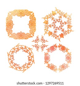 Chinese national ornament. Set of elements.  Vector illustration. Isolated on white background.