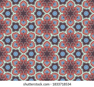 Chinese national style kaleidoscope colorful seamless docking pattern