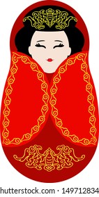 Chinese Nesting Doll In Folk Clothes