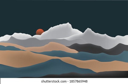Chinese New Chinese Style Ink Landscape Vector Illustration