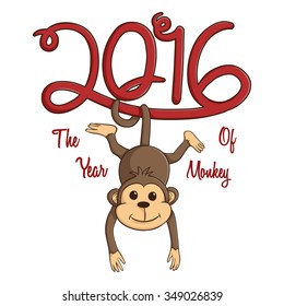 Chinese New Year 2016 With Cute Monkey For The Chinese Year Zodiac