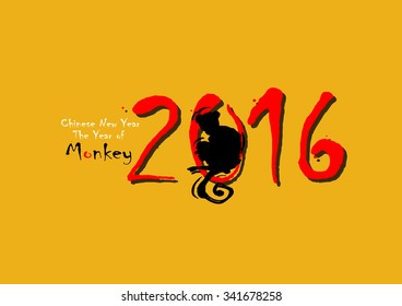 Chinese new year 2016. Year Of The Monkey. Vector Illustration