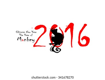 Chinese new year 2016. Year Of The Monkey. Vector Illustration