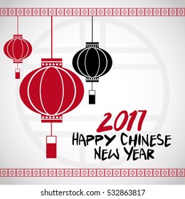  chinese new year 2017 lanterns white bakcground