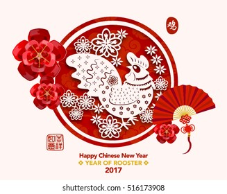 Chinese New Year 2017 Year of Rooster Vector Design (Chinese Translation: Year of Rooster; Prosperity)