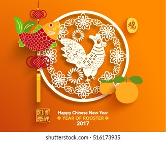 Chinese New Year 2017 Year of Rooster Vector Design (Chinese Translation: Year of Rooster; Prosperity)