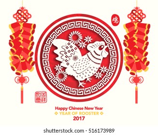 Chinese New Year 2017 Year of Rooster Vector Design (Chinese Translation: Year of Rooster; Prosperity)