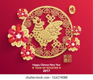 Chinese New Year 2017 Year of Rooster Vector Design (Chinese Translation: Year of Rooster; Prosperity)