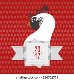 Chinese New Year 2017 - Rooster. Vector Rooster Illustration - 2017 Happy New Year - Design for calendars, postcards, posters, banners