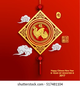 Chinese New Year 2017 Vector Design (Chinese Translation: Year of Rooster; Prosperity)