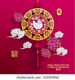 Chinese New Year 2017 Vector Design (Chinese Translation: Year of Rooster; Prosperity)
