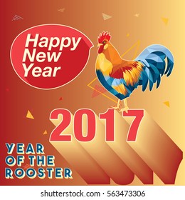 Chinese New Year 2017 Vector with rooster geometric design and abstract background.