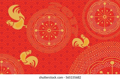 chinese new year 2017.year of rooster.low poly design