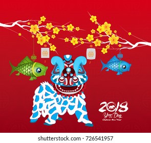 Chinese new year 2018 background lion dance