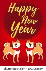 Chinese New Year 2018 Year of Dog Vector Design ,Cute shiba Inu Concept design on red background for red envelope size 8x11.5 centimeter