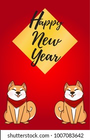 Chinese New Year 2018 Year of Dog Vector Design ,Cute shiba Inu Concept design on red background for red envelope size 8x11.5 centimeter