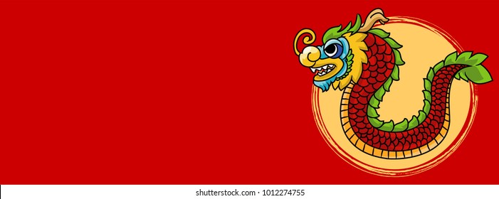 Chinese New Year 2018 Year of Dog Vector Design ,China Dragon Concept design on red background for timeline and website size 851x315 pixels