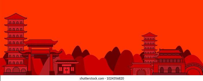 Chinese New Year 2018 Year of Dog Vector Design , China town Concept design on red background 