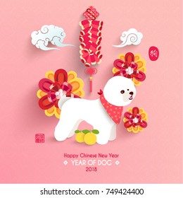 Chinese New Year 2018 Year of Dog Vector Design (Chinese Translation: Year of Dog; Prosperity)