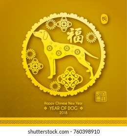 Chinese New Year 2018 Year of Dog Vector Design (Chinese Translation: Year of Dog; Prosperity)