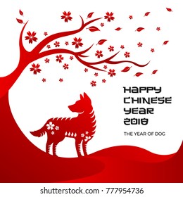 Chinese New Year 2018 Dog Year Banner and Card Design, Suitable For Social Media, Banner, Flyer, Card, Party Invitation and Other Chinese New Year Related Occasion