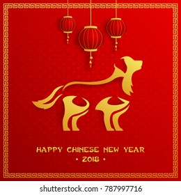 Chinese New Year 2018 Dog Year Banner and Card Design, Suitable For Social Media, Banner, Flyer, Card, Party Invitation and Other Chinese New Year Related Occasion