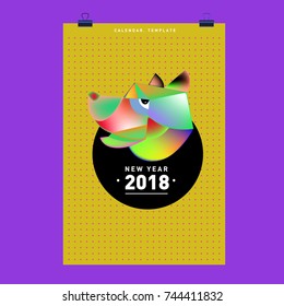 Chinese New Year 2018 festive vector card Design with cute dog, zodiac symbol of 2018 year