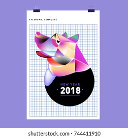 Chinese New Year 2018 festive vector card Design with cute dog, zodiac symbol of 2018 year