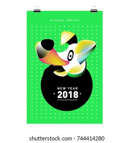 Chinese New Year 2018 festive vector card Design with cute dog, zodiac symbol of 2018 year