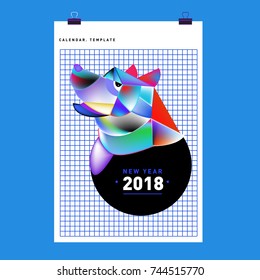Chinese New Year 2018 festive vector card Design with cute dog, zodiac symbol of 2018 year