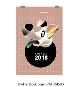 Chinese New Year 2018 festive vector card Design with cute dog, zodiac symbol of 2018 year