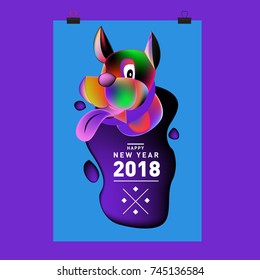 Chinese New Year 2018 festive vector card Design with cute dog, zodiac symbol of 2018 year
 