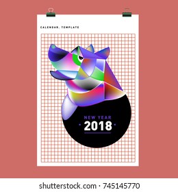 Chinese New Year 2018 festive vector card Design with cute dog, zodiac symbol of 2018 year
