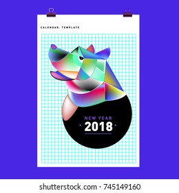 Chinese New Year 2018 festive vector card Design with cute dog, zodiac symbol of 2018 year
 