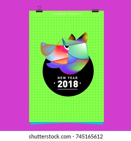 Chinese New Year 2018 festive vector card Design with cute dog, zodiac symbol of 2018 year
 