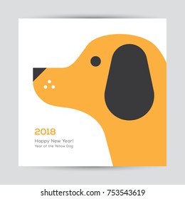 Chinese New Year 2018 greeting card or banner design with cute dog head illustration.