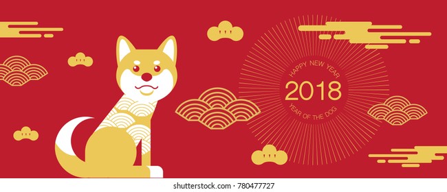 Chinese new year , 2018, greetings, calendar, Year of the dog , (Translation: Happy new year/ rich /dog)