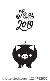 Chinese New Year 2019. Cute swine. Fanny pig.