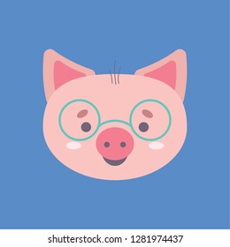 Chinese New Year 2019. Cute cartoon Little Pig character illustration