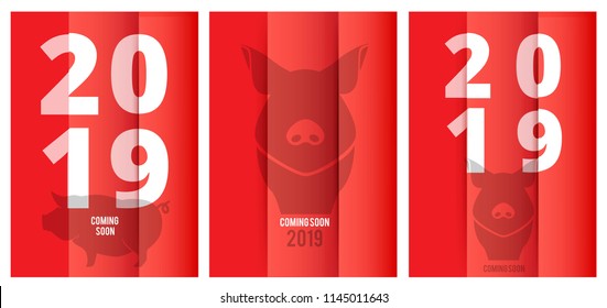 Chinese New Year. 2019. Pigs-a symbol of the Chinese new. Background for Poster, flyer, banner, print, card