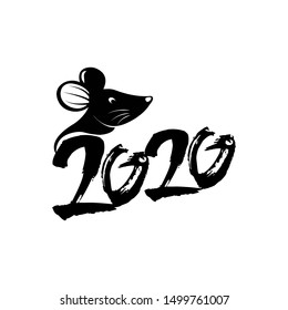chinese new year 2020 card, Template banner, poster, flyer image for Happy new year party with rat, mice.