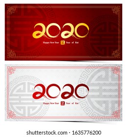 Chinese new year 2020 card is rat in circle frame and Chinese word mean rat,vector illustration
