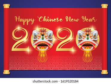 Chinese New Year 2020 Concept Background for Greetings Cards or Invitations. Vector Illustration